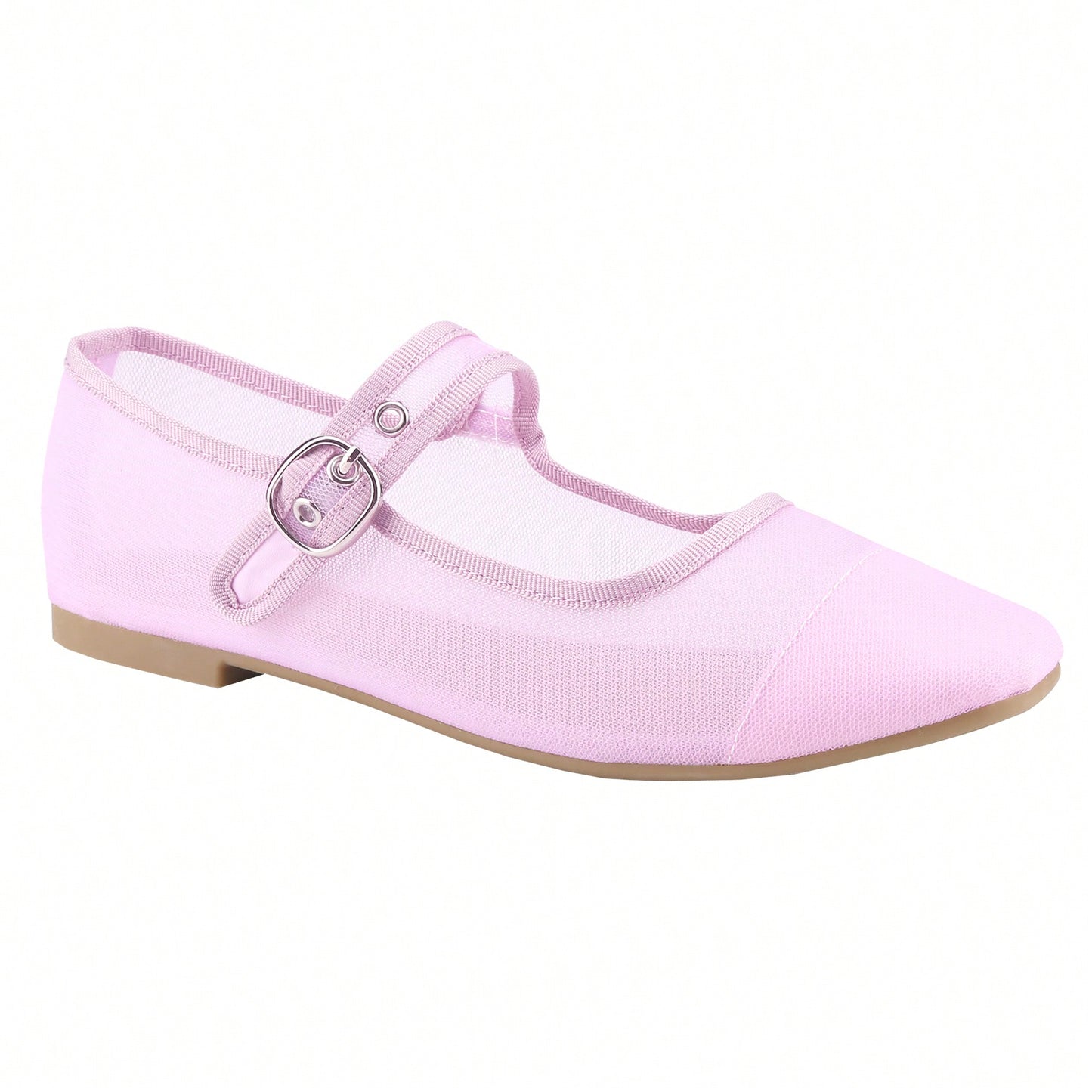 Women's Mesh Round Toe Mary Jane Flats Ballerina Adjustable Antique Brass Buckle Shoes