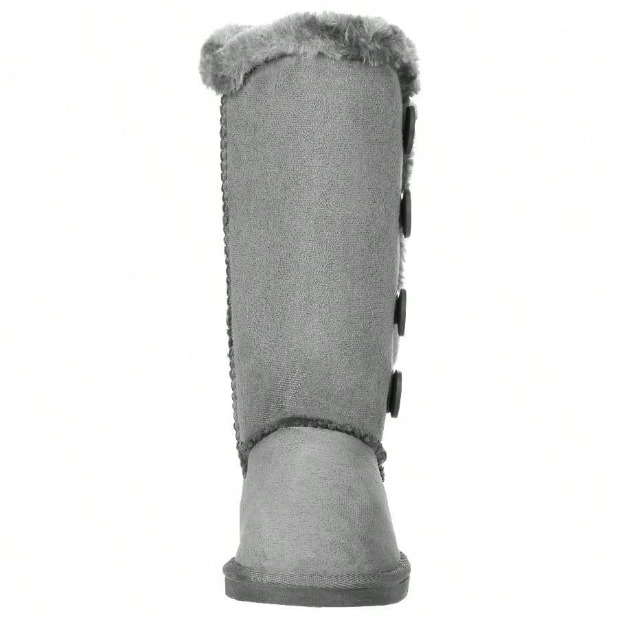 Women's Snow Boots Fleece Lined Solid Color Mid-Calf Flat Snow Boots Fur Lined Winter Boots