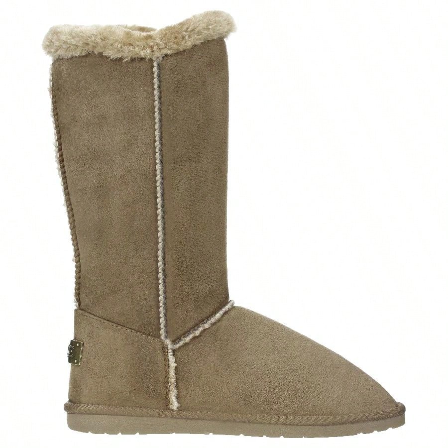 Women's Snow Boots Fleece Lined Solid Color Mid-Calf Flat Snow Boots Fur Lined Winter Boots