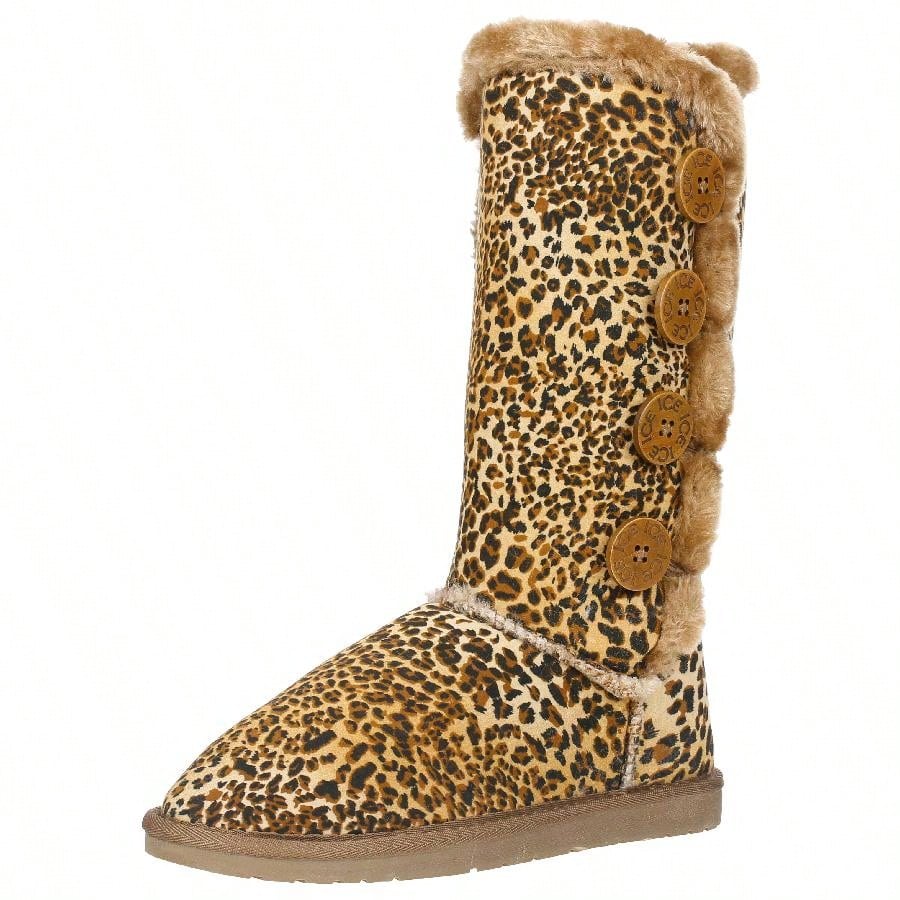 Women's Snow Boots Fleece Lined Solid Color Mid-Calf Flat Snow Boots Fur Lined Winter Boots